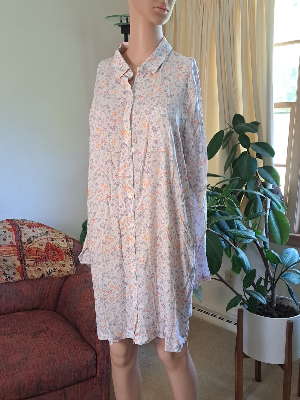 croft & barrow White Sleepwear Top with Pastel Floral Print
